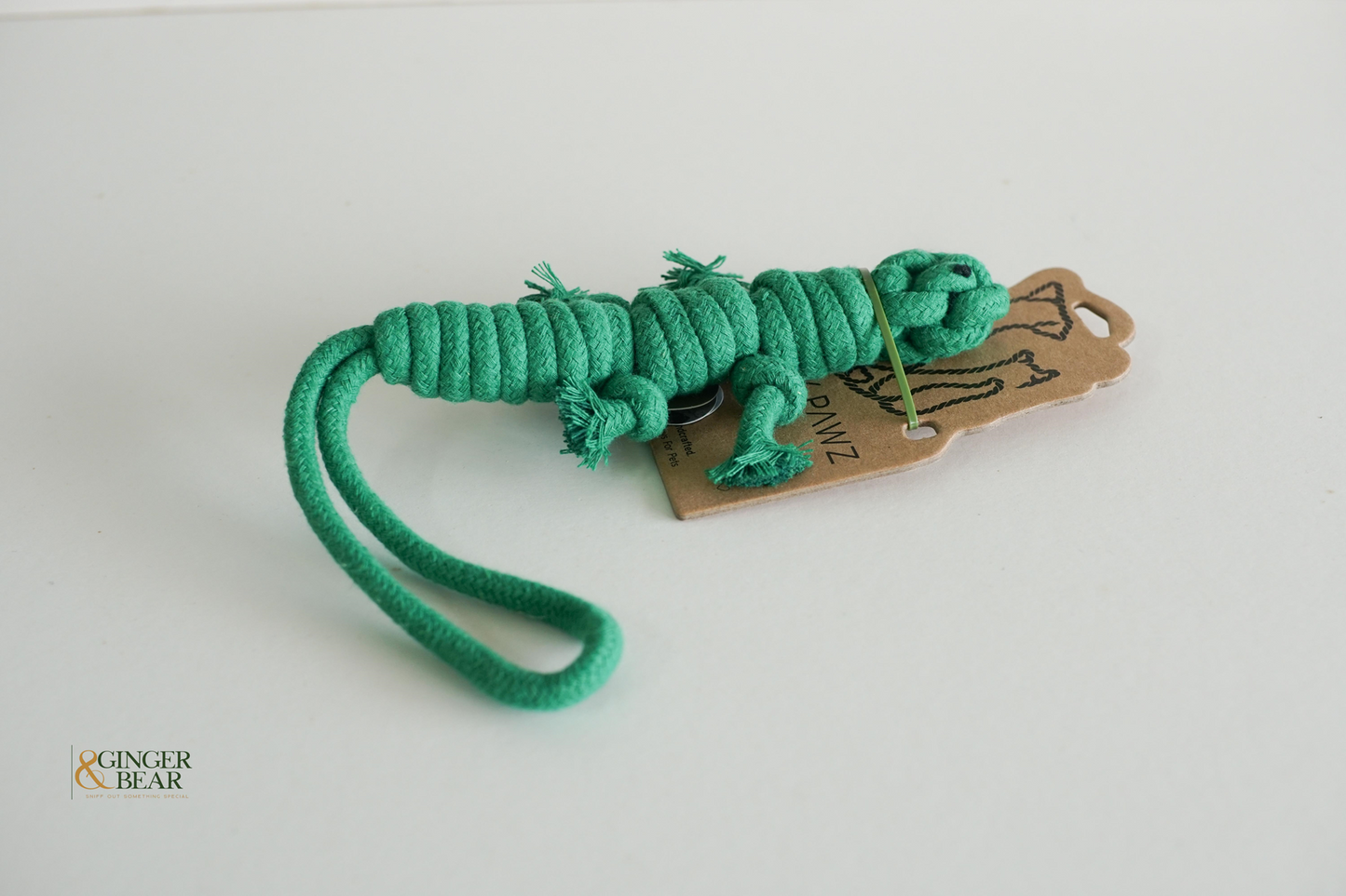 Knotty Interactive Upcycled Cotton Rope Dog Toy, Owen the Green Lizard