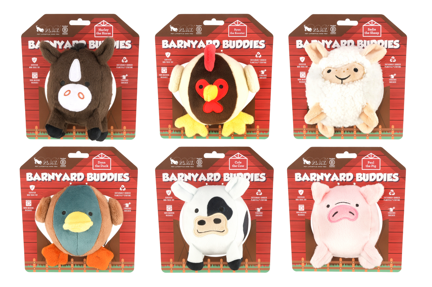 P.L.A.Y. Barnyard Buddies Squeaky Plush Dog Toy, Dana the Duck