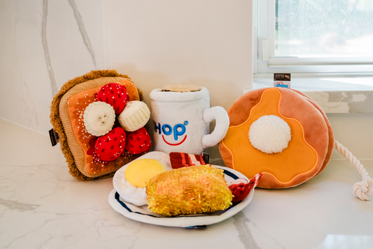 [Pre-Order] IHOP x P.L.A.Y. Squeaky Plush Dog toys, Breakfast Bundle