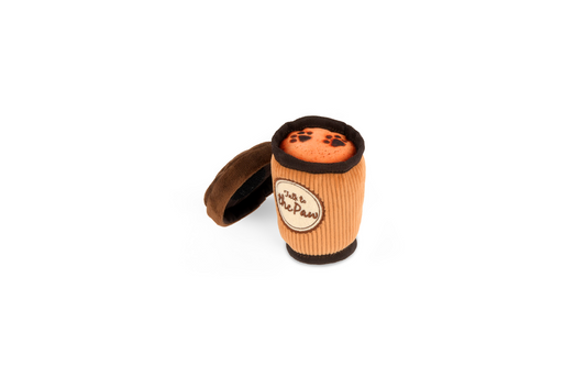 [Pre-Order] P.L.A.Y. Pup Cup Cafe Squeaky Plush Dog toys, Doggo's Java (mini sized)