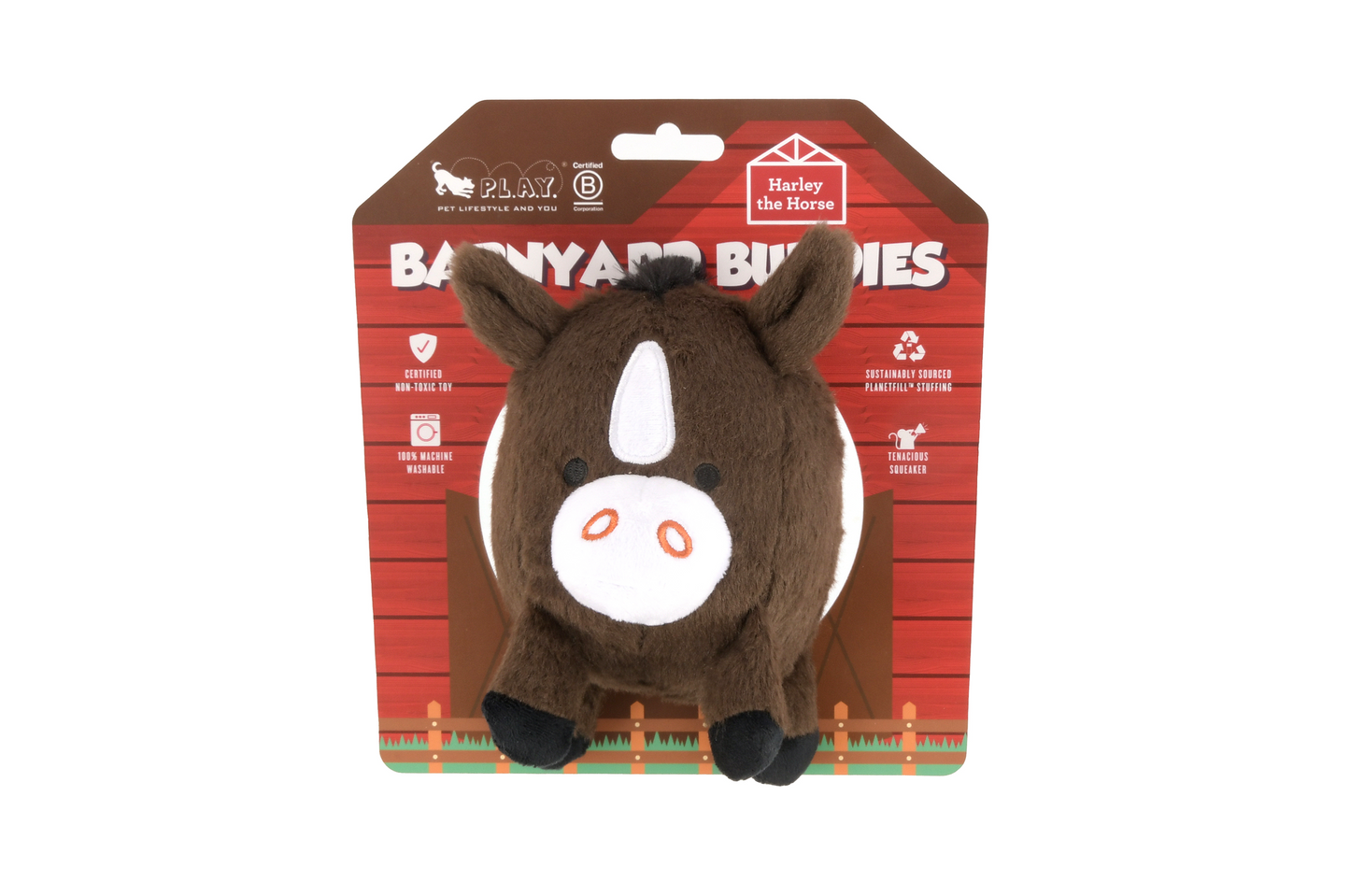 [Pre-Order]P.L.A.Y. Barnyard Buddies Squeaky Plush Dog Toy, Harley the Horse