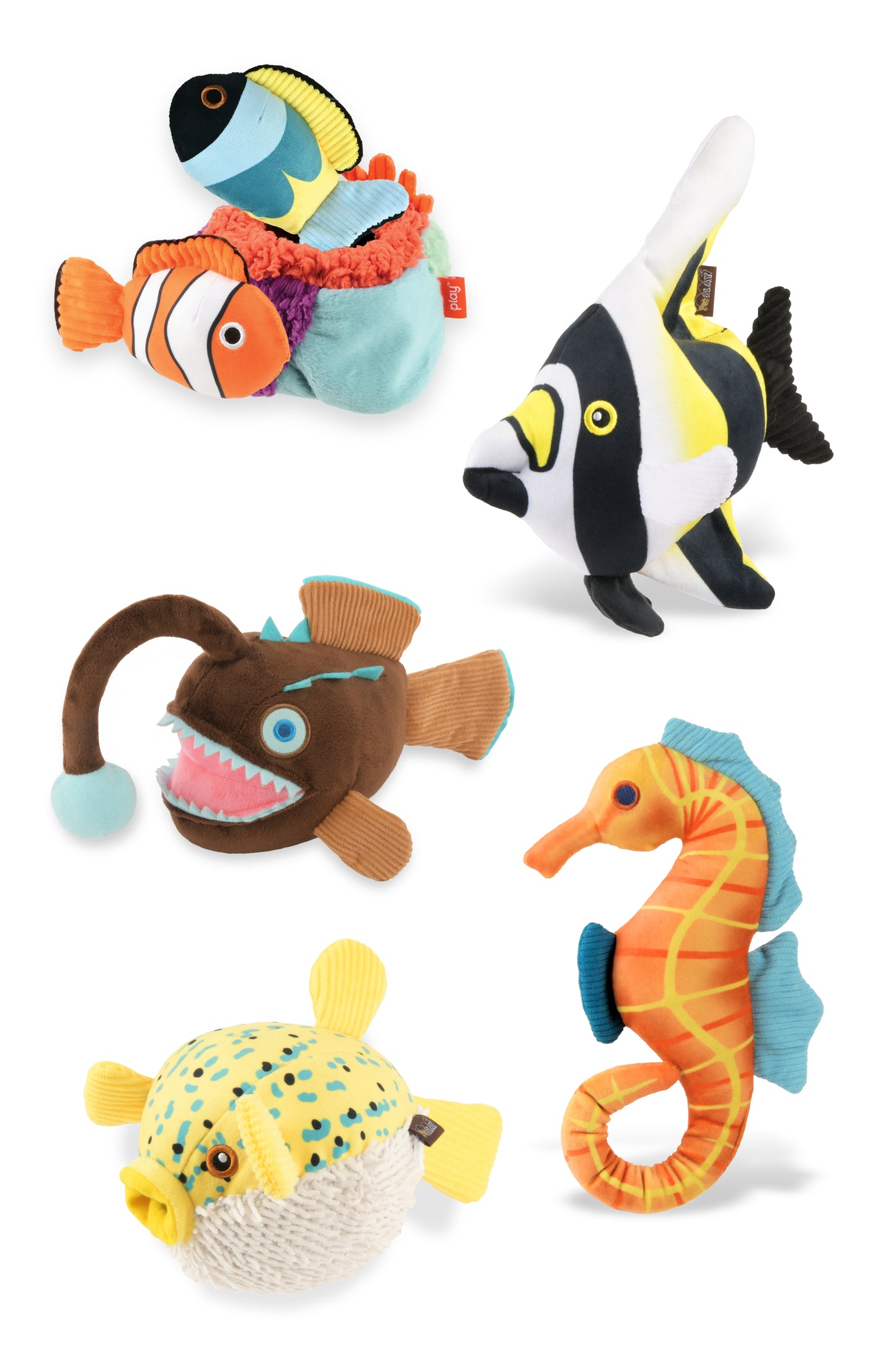 P.L.A.Y. Ocean Buddies interactive squeaky plush dog toys