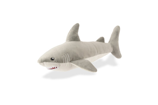 P.L.A.Y. Ocean Buddies Great White Gabe shark interactive squeaky plush dog toy with hidden treat pocket