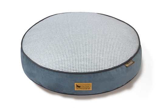 [Pre-order]Round Bed: Houndstooth Light Blue