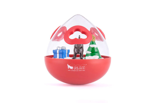 P.L.A.Y. Wobble Ball 2.0 Holiday Edition Red Interactive dog toy