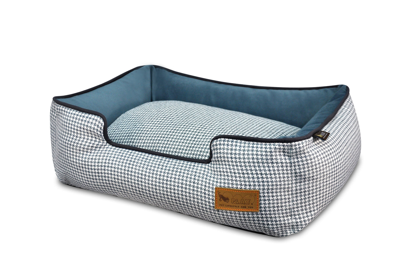 Lounge Bed: Houndstooth Light Blue
