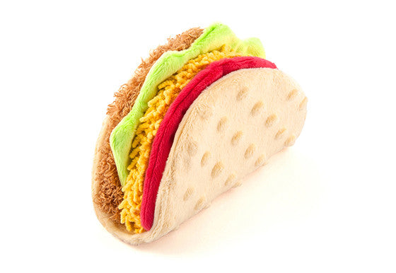 P.L.A.Y. International Classic squeaky crinkly dog toys Taco Sushi Pretzel