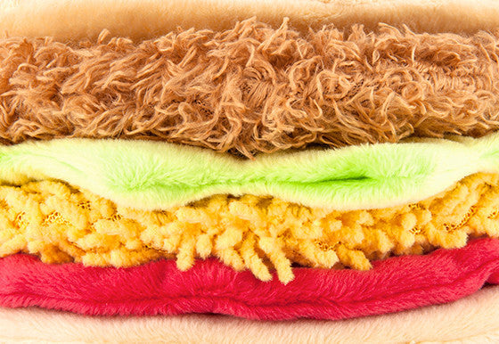 P.L.A.Y. International Classic squeaky crinkly dog toys Taco Sushi Pretzel
